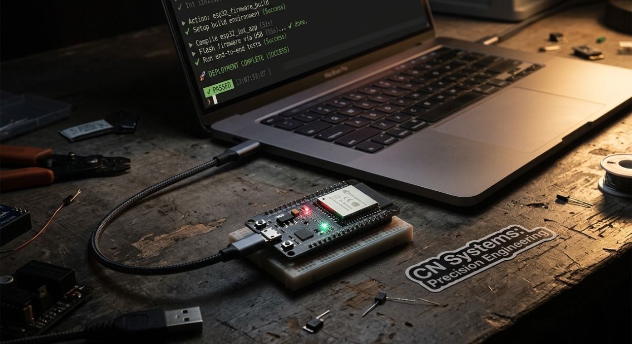 Firmware CI/CD pipeline ESP32 PlatformIO GitHub Actions hardware testing
