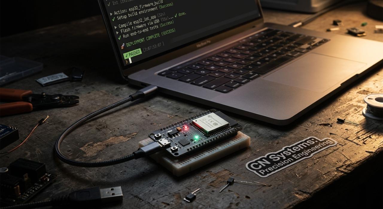 Firmware CI/CD pipeline ESP32 PlatformIO GitHub Actions hardware testing