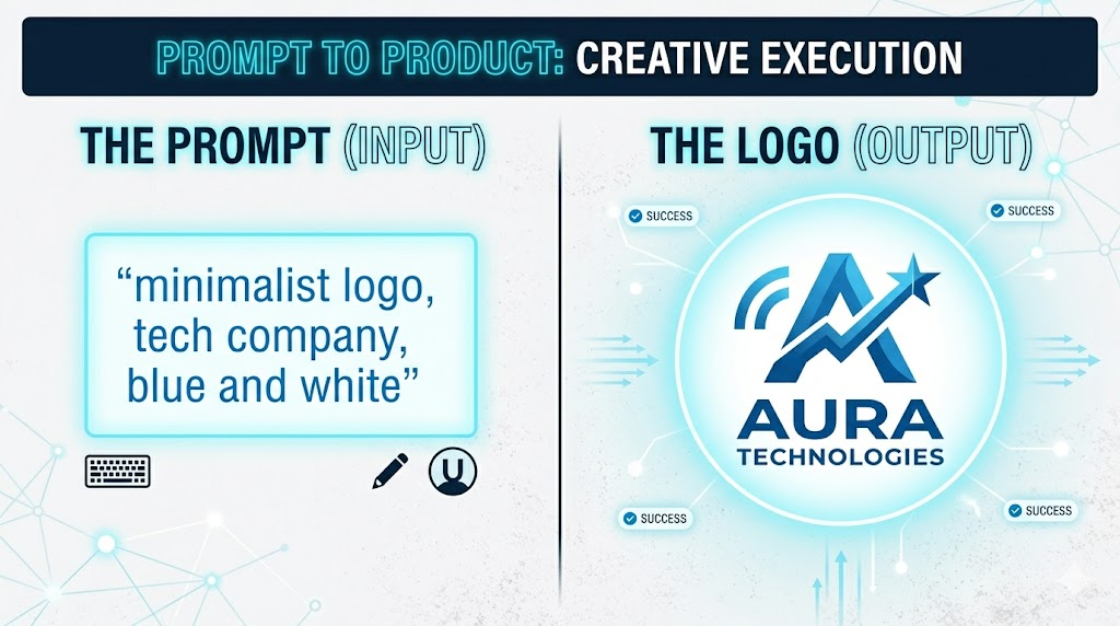 AI image generation from text prompt to finished logo