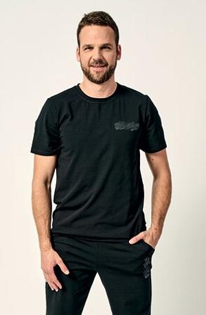 Bavlněné černé pánské triko s potiskem 457 - Produkt značky Draps