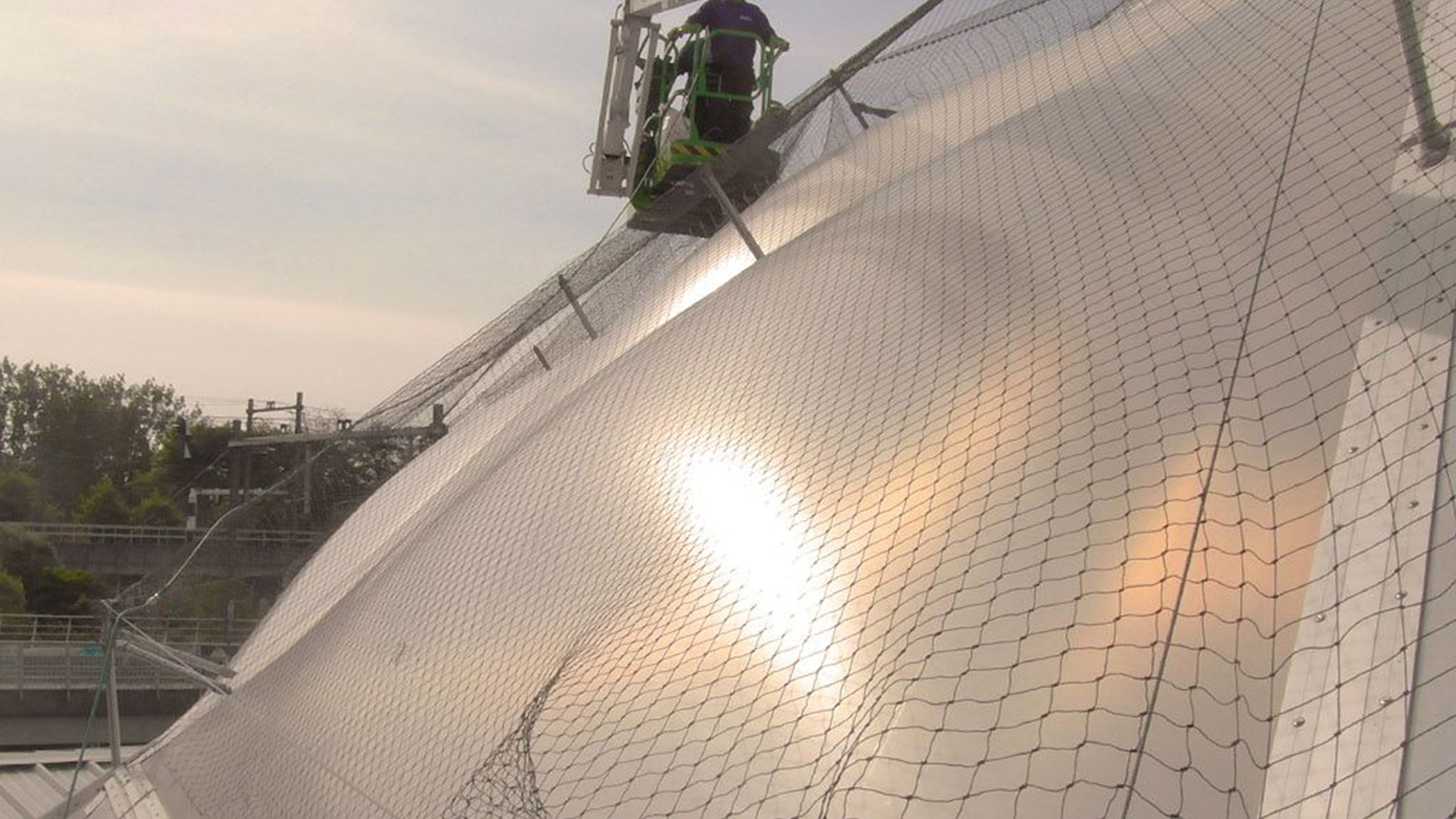 Taubenabwehrnetz mittels Taubennetzen