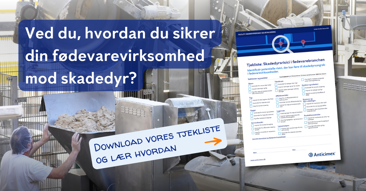 Tjekliste: Skadedyrsrisici i fødevarebranchen