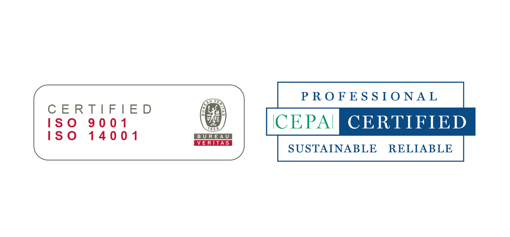 ISO 9001, ISO 14001 ja CEPA.