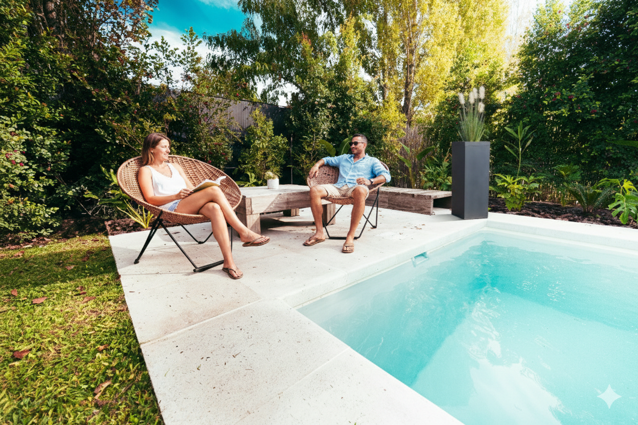 borne anti moustique autour d'une piscine