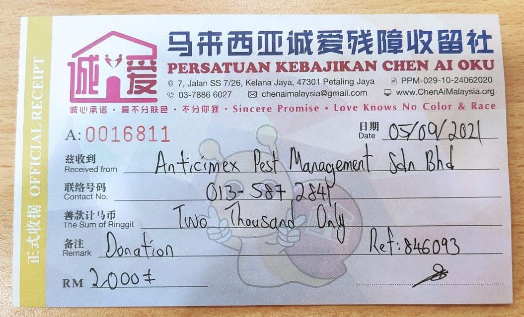 Anticimex Donation to Chen Ai OKU