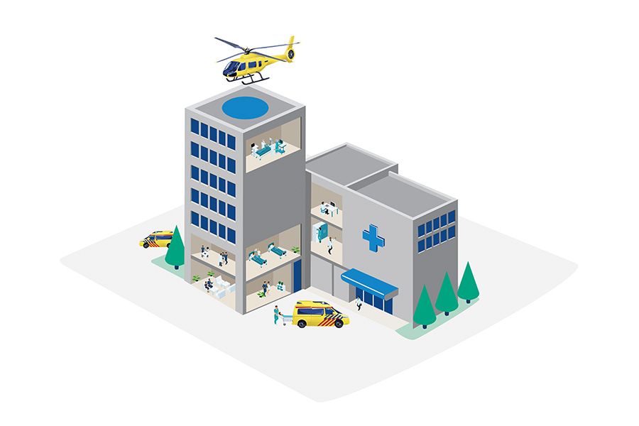 zorgcentra en hun risicozones