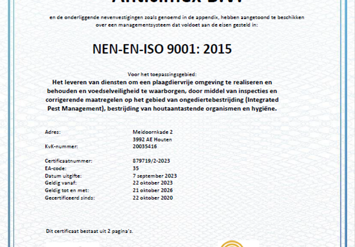 certificering NEN-EN-ISO 9001:2015