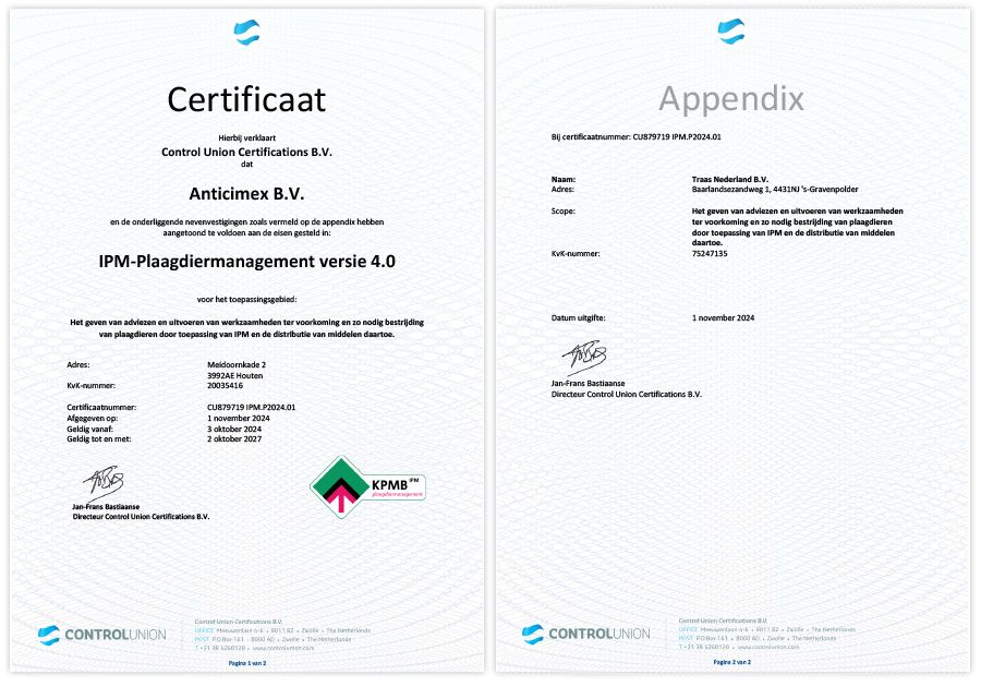 certificering anticimex integrated pest management