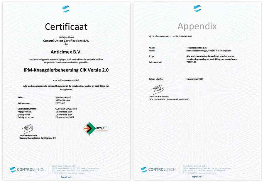 certificering anticimex ipm knaagdieren