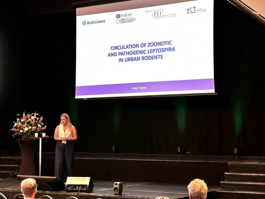 joana apresentou o trabalho científico Circulação de Leptospira zoonótica e patogénica em roedores urbanos