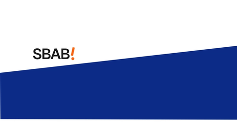Blå och vit bakgrund med SBAB-logga