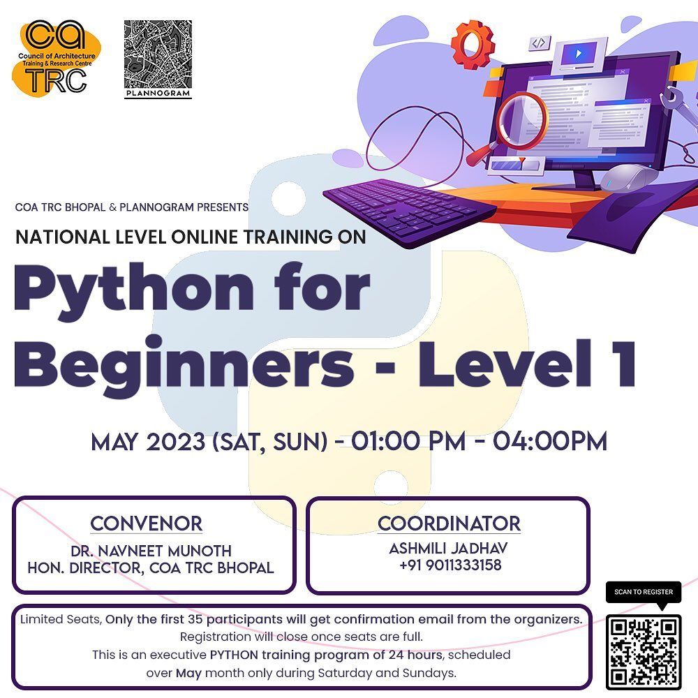 National Level Online Training on Python for beginners- Level 1 in collab with Council of Architecture TRC