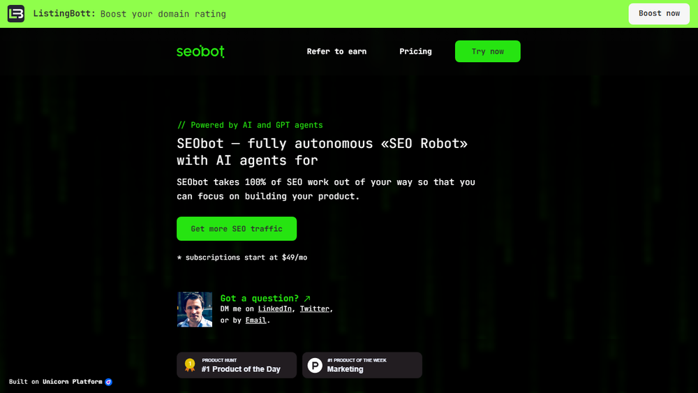 Screenshot of Unicorn Platform Website Styles
