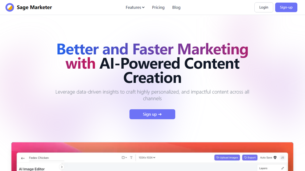 Screenshot of Sage Marketer: AI-Powered Content Generation