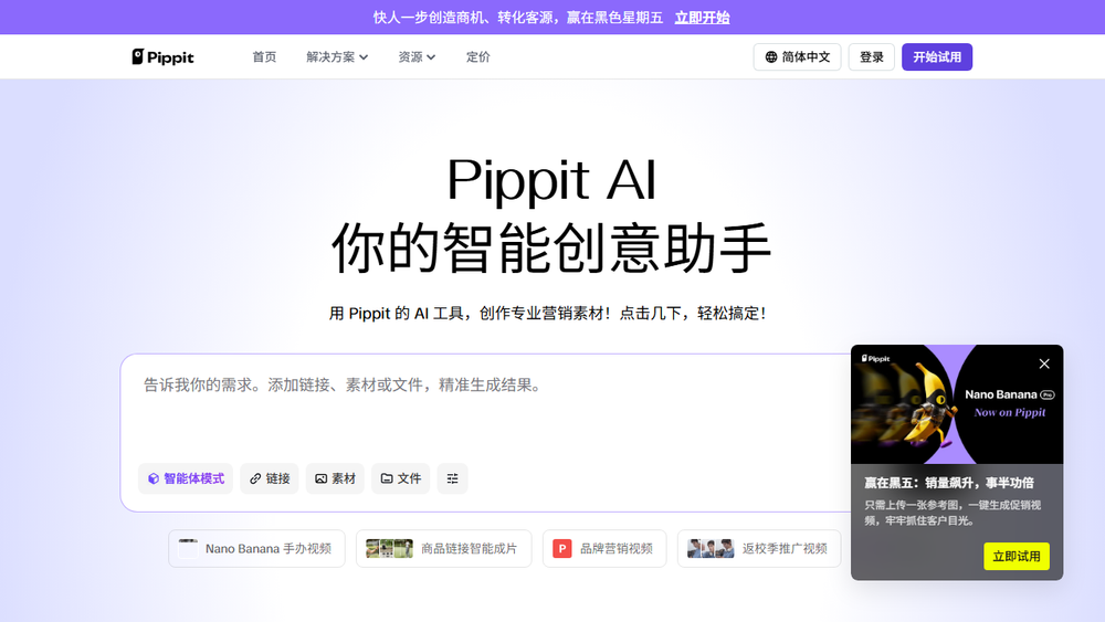 Screenshot of Pippit AI