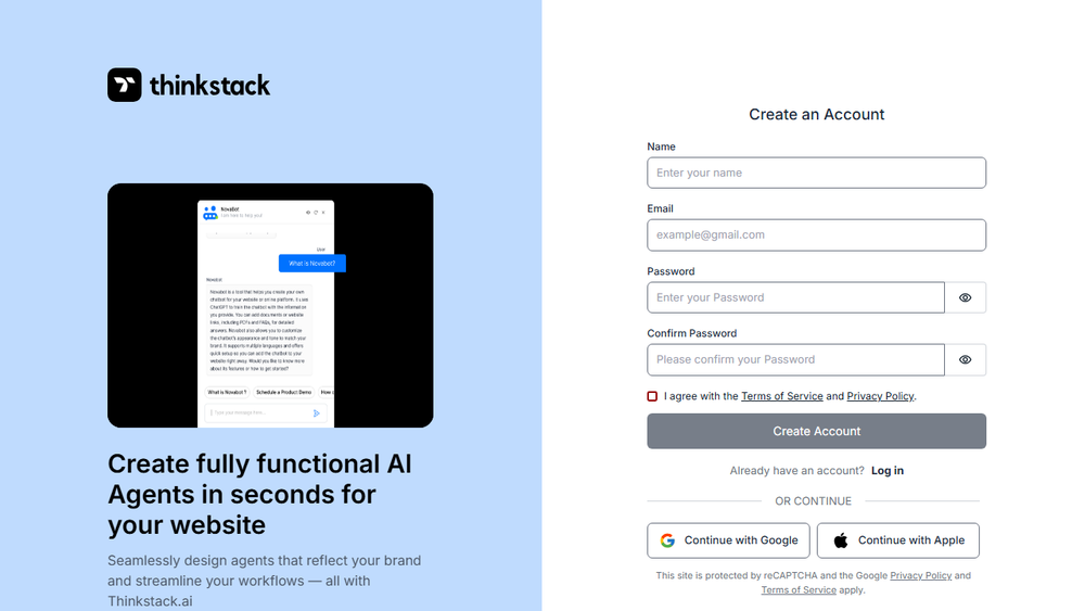 Screenshot of Thinkstack AI