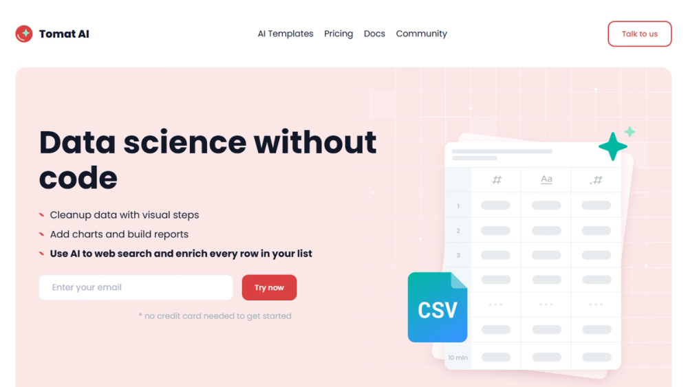 Screenshot of Tomat.AI - Data Analysis with AI
