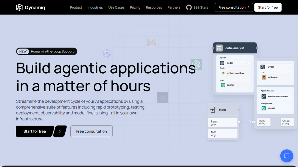 Screenshot of Dynamiq: The Operating Platform for GenAI Applications