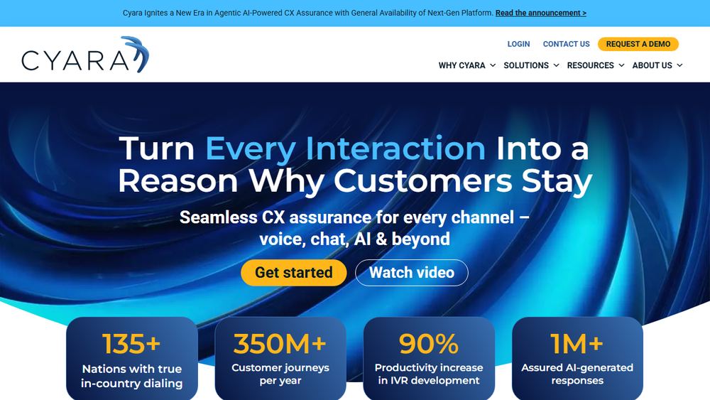 Screenshot of Cyara CX Assurance Platform