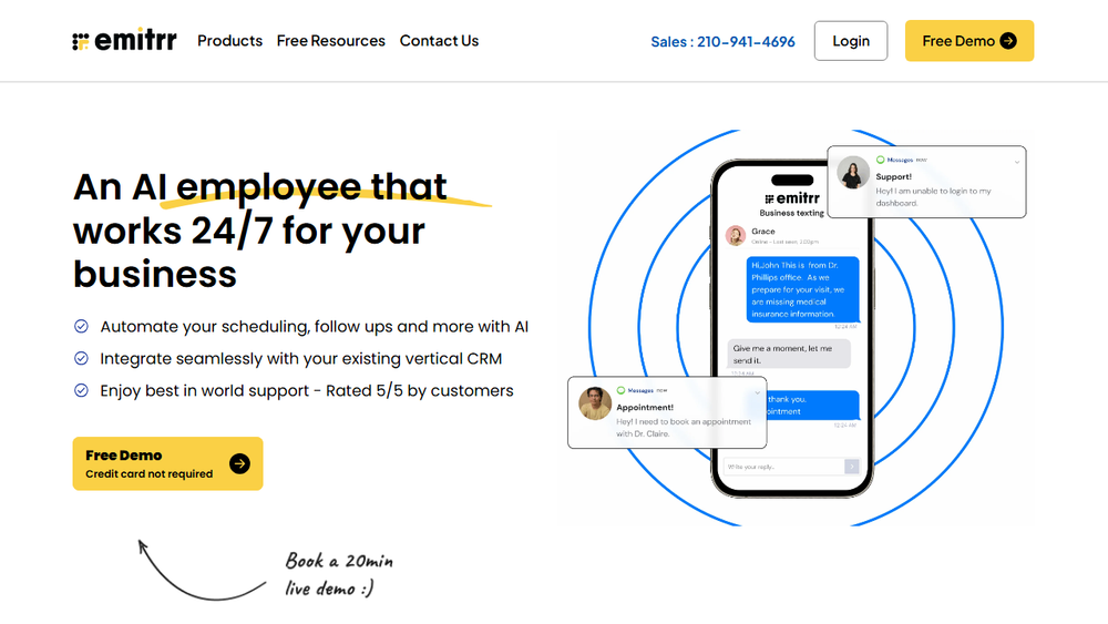 Screenshot of Emitrr: AI Employee for Business Communication
