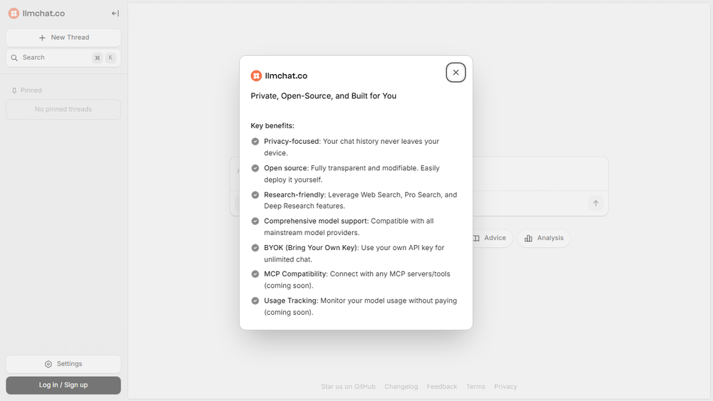 Screenshot of llmchat.co Screenshot of llmchat.co