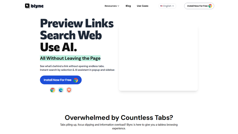 Screenshot of Blync: AI Assistant for Browsing and Productivity