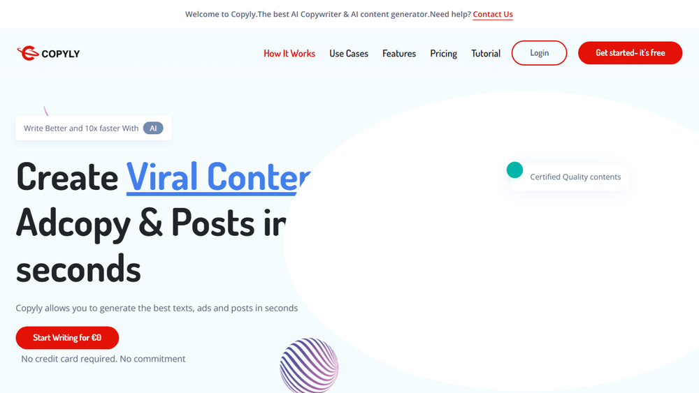 Screenshot of Copyly AI Content Generator Screenshot of Copyly AI Content Generator