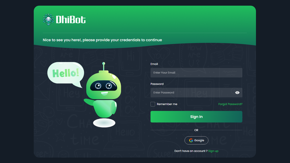 Screenshot of Dhibot AI Chatbot Screenshot of Dhibot AI Chatbot