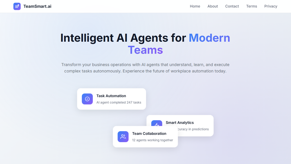 Screenshot of TeamSmart.ai - Intelligent AI Agents