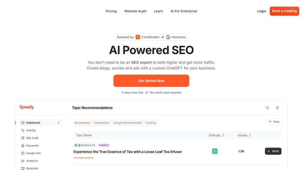 Screenshot of Speedy AI Content Marketing Screenshot of Speedy AI Content Marketing