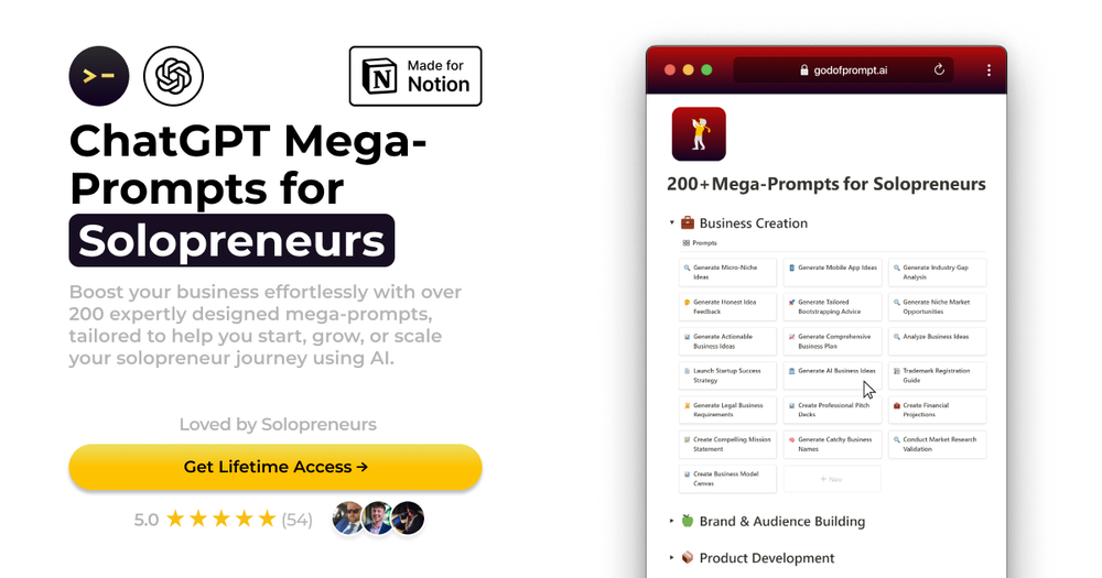 Screenshot of ChatGPT Mega-Prompts for Solopreneurs