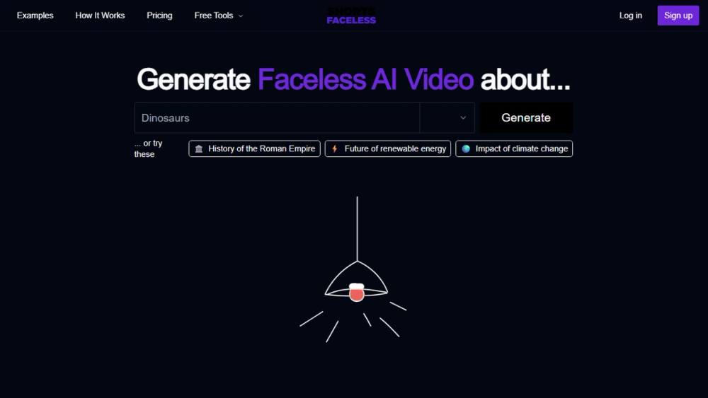 Screenshot of ShortsFaceless AI Video Generator