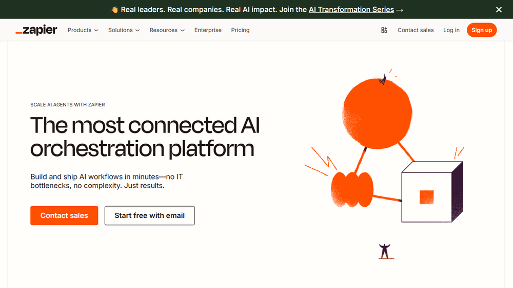Screenshot of Zapier: Automate AI Workflows, Agents, and Apps