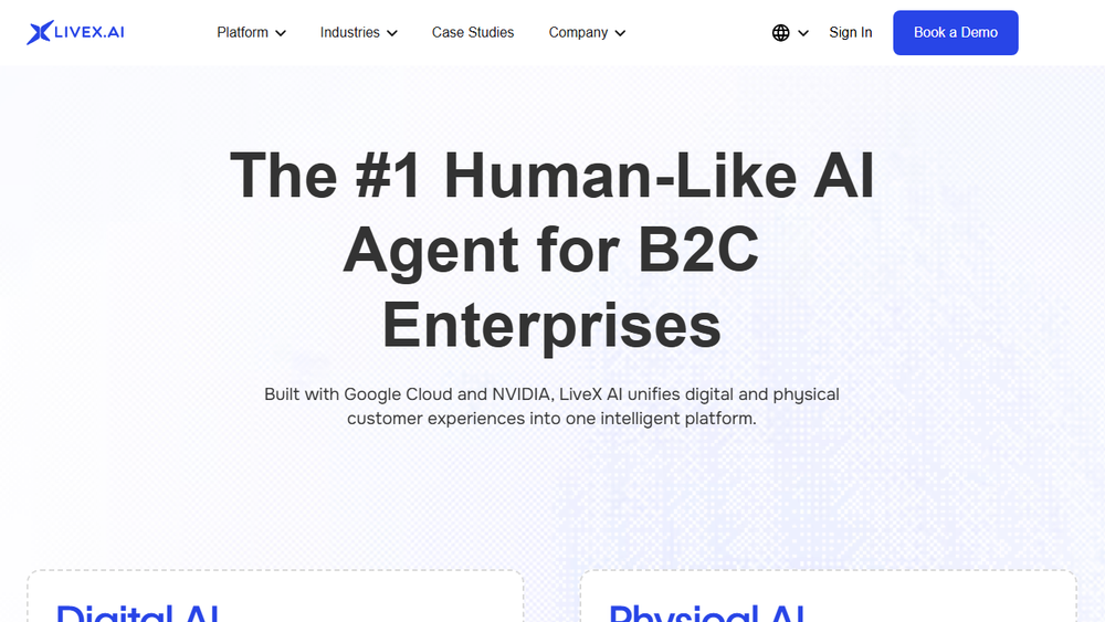Screenshot of LiveX AI: Human-Like AI Agents for CX Screenshot of LiveX AI: Human-Like AI Agents for CX