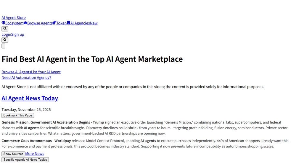 Screenshot of AI Agent Store