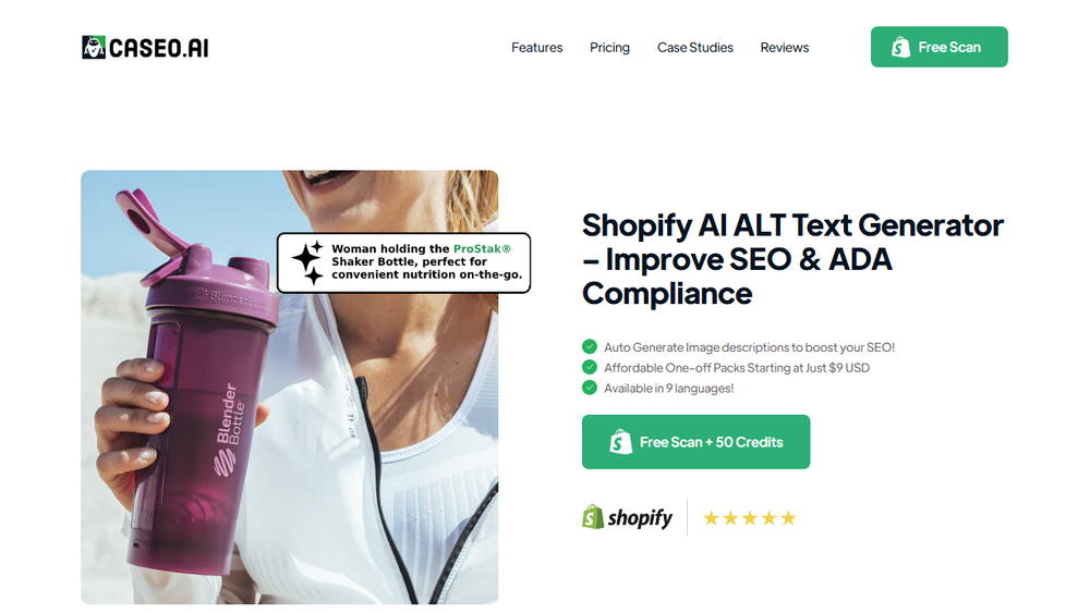 Screenshot of Shopify AI Alt Text Generator