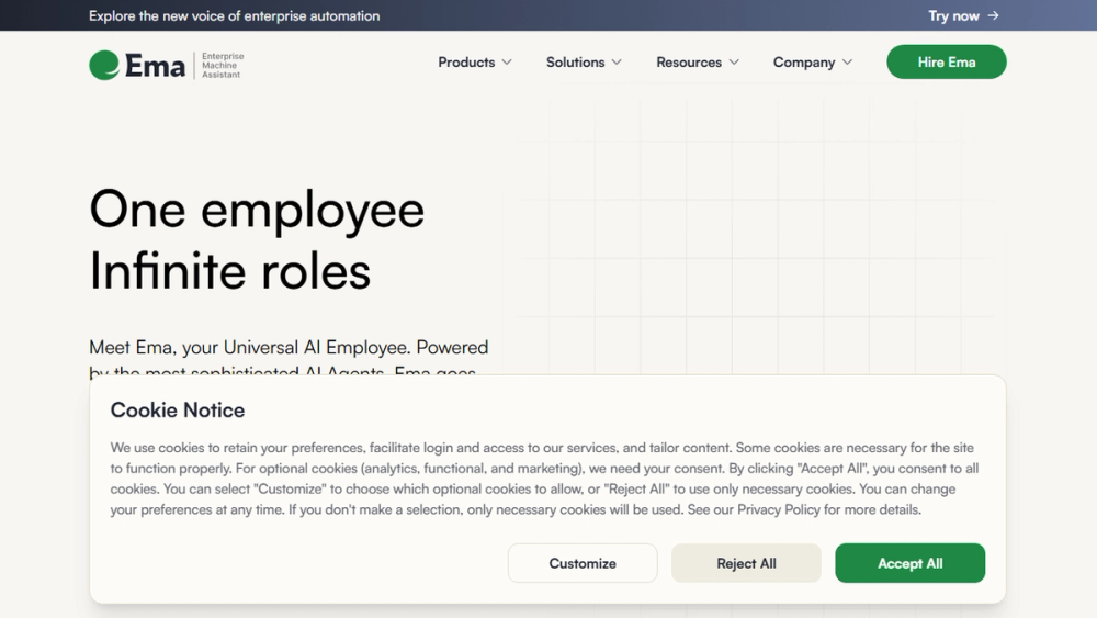 Screenshot of Ema - Universal AI Employee