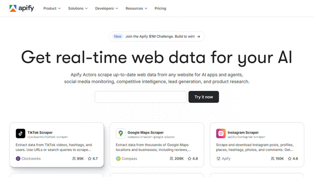 Screenshot of Apify: Web Scraping and Data Extraction Platform Screenshot of Apify: Web Scraping and Data Extraction Platform