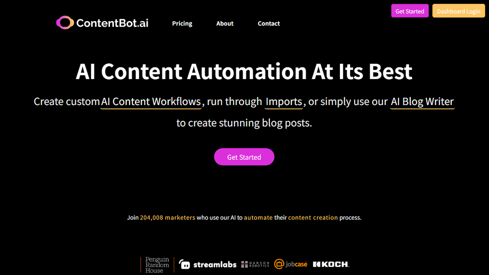 Screenshot of ContentBot - AI Content Automation and Workflows