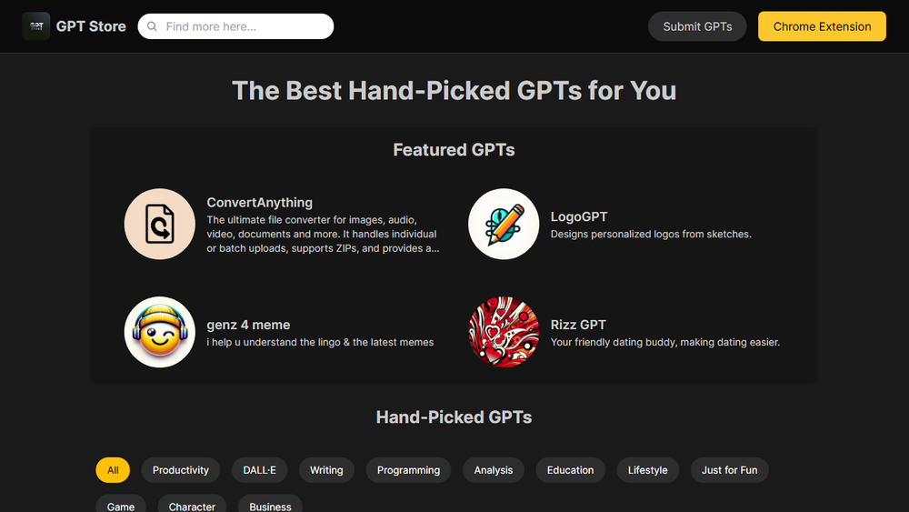 Screenshot of GPT Store Screenshot of GPT Store