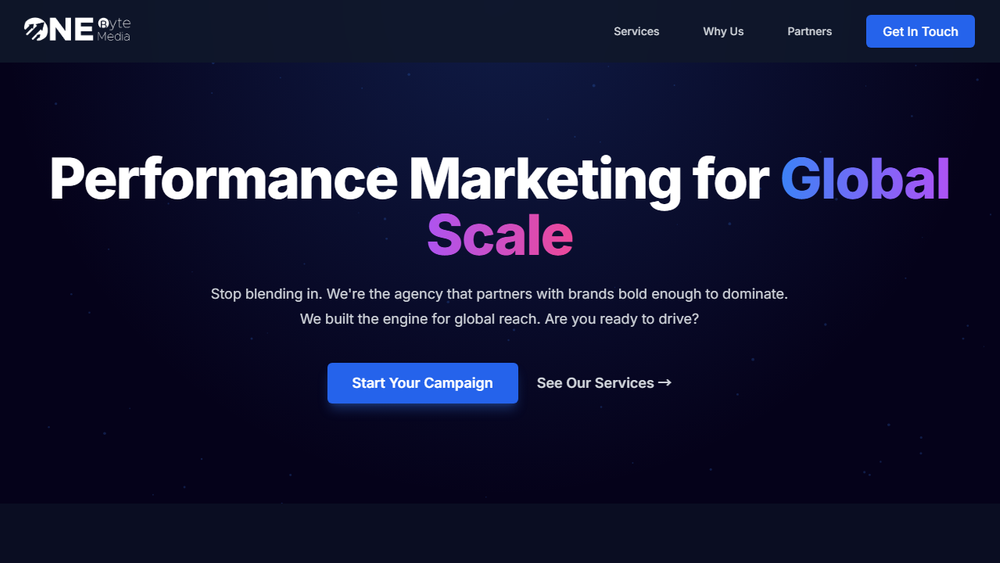 Screenshot of One Byte Media - Global Performance Marketing & Branding Screenshot of One Byte Media - Global Performance Marketing & Branding