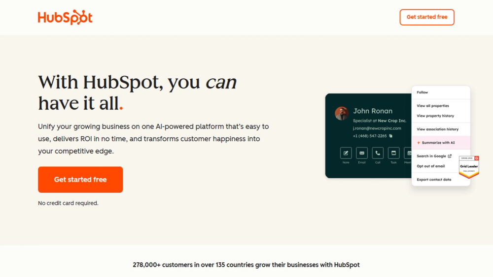 Screenshot of HubSpot Free Tools