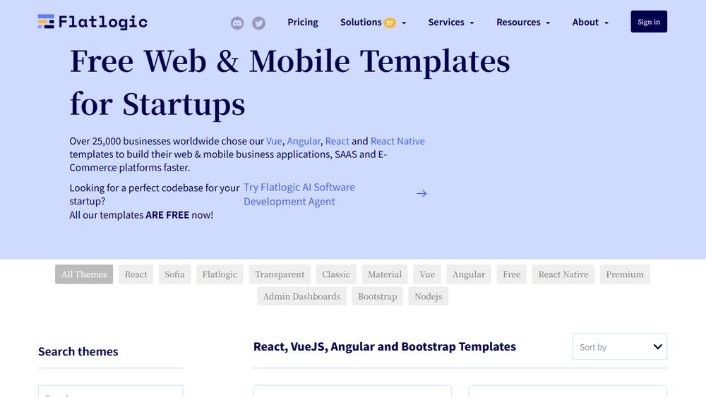Screenshot of Flatlogic Free Web & Mobile Templates