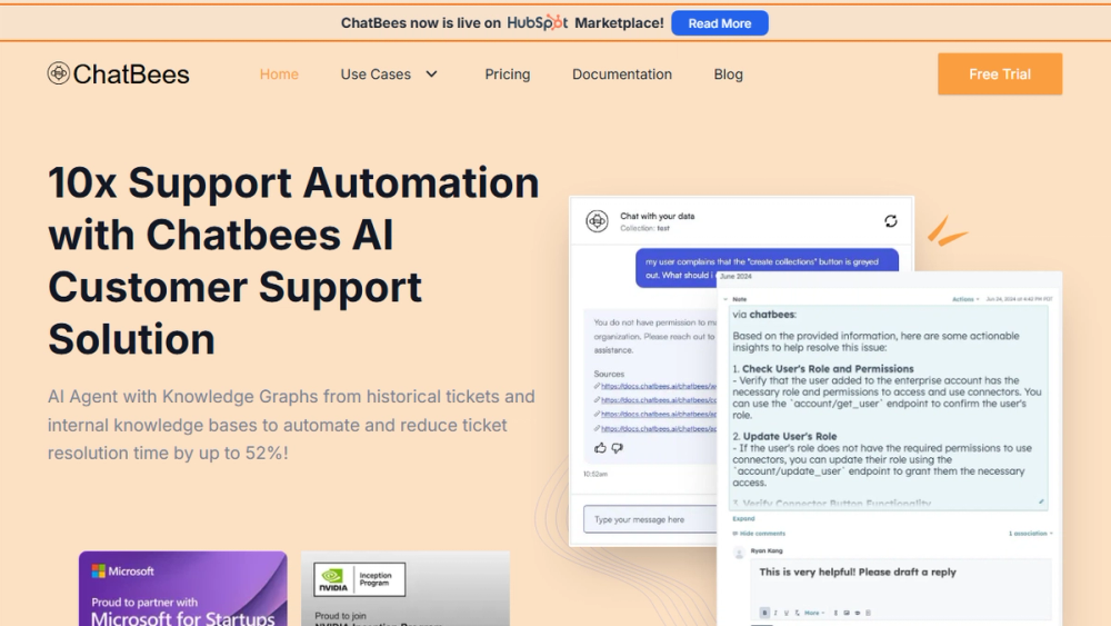 Screenshot of ChatBees AI Customer Support Automation Screenshot of ChatBees AI Customer Support Automation