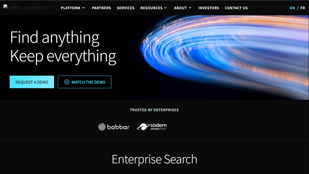 Screenshot of LightOn Sovereign AI Platform