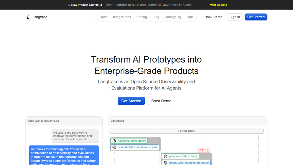 Screenshot of Langtrace Screenshot of Langtrace