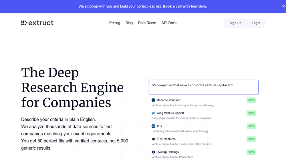 Screenshot of Extruct AI Screenshot of Extruct AI