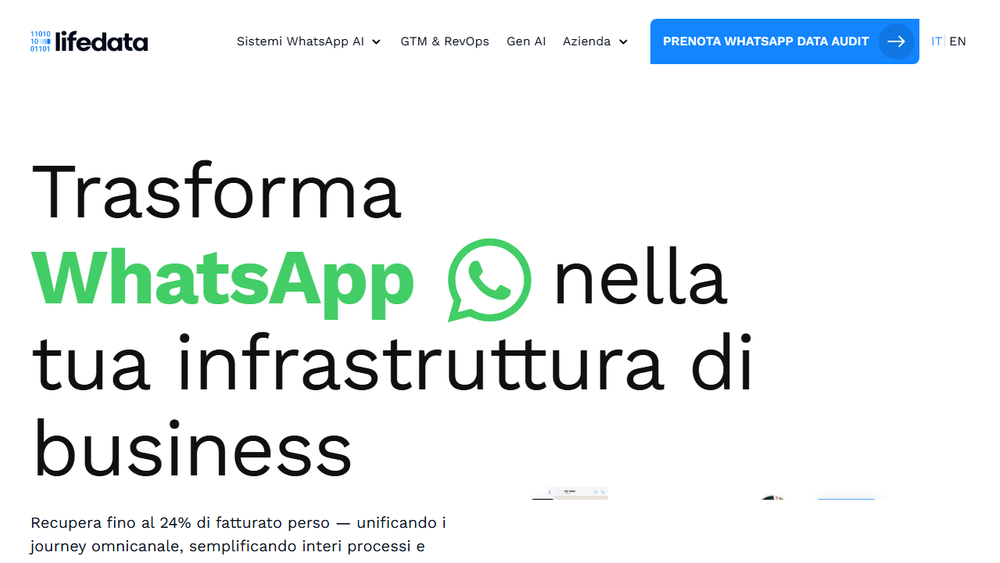Screenshot of LIFEDATA WhatsApp AI Agents & Data Platform