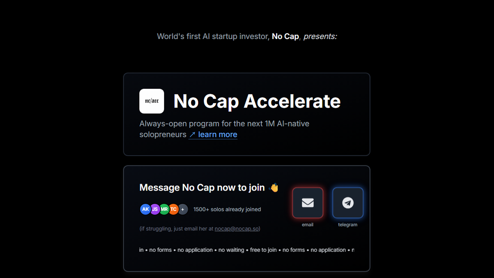 Screenshot of No Cap - AI Investor & Accelerator Screenshot of No Cap - AI Investor & Accelerator