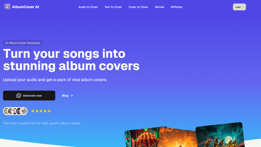 Screenshot of AI Album Cover Generator